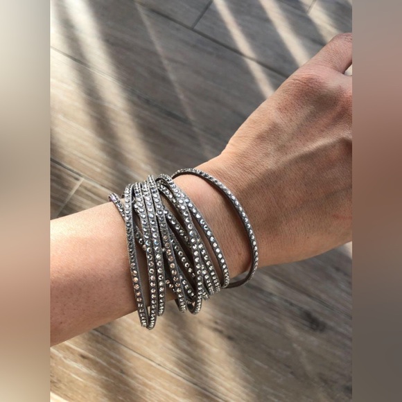 RETIRED, Authentic Swarovski Slake Light Gray Wrap Bracelet ( choker ). BNIB. - Picture 2 of 15